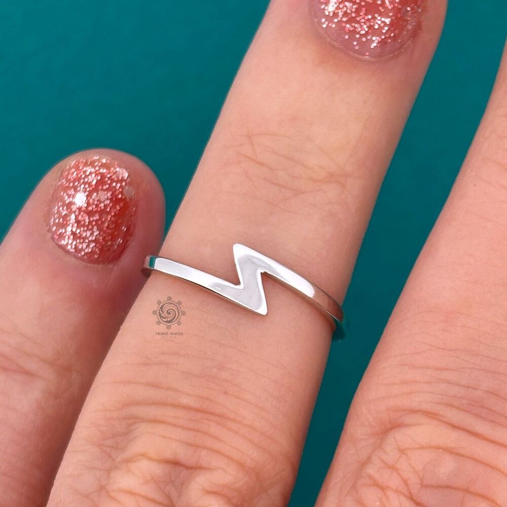 Lightning Bolt Sterling Silver Ring Sizes 5 - 10